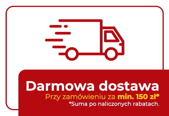 Darmowa dostawa Kurierem od 150 zł po naliczonych rabatach.